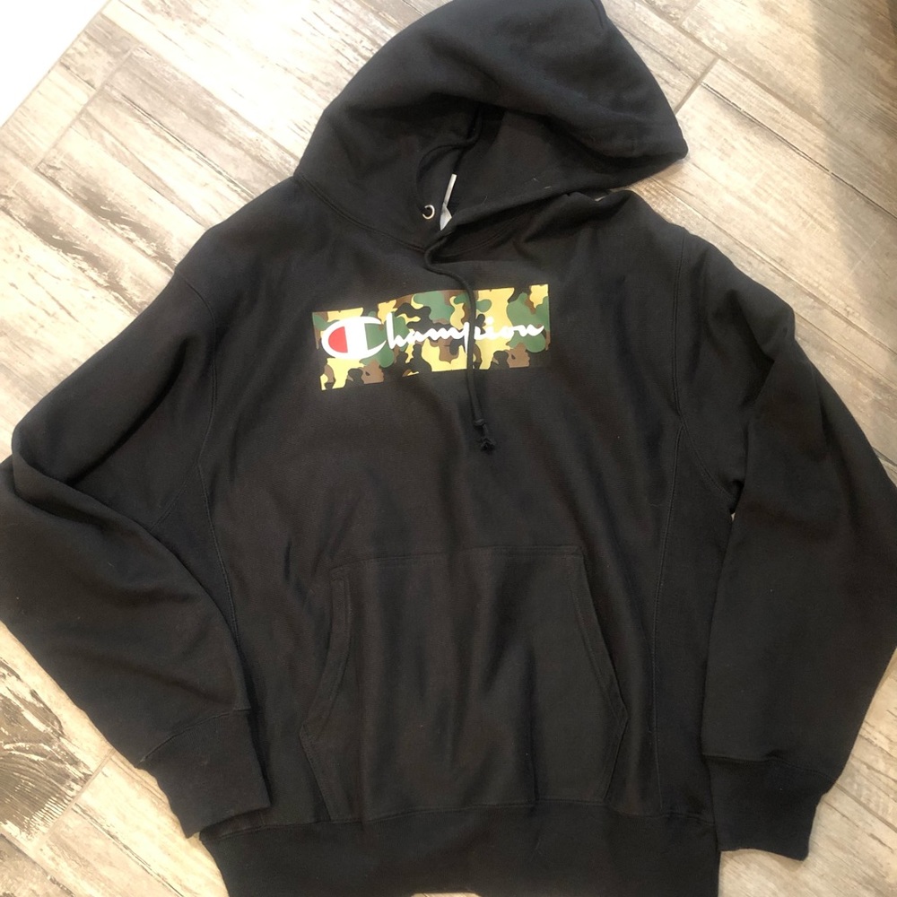 Champion black hoodie Large